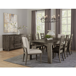 Dovetail Aged Grey Gathering Dining Room Set w/ Wood Side Chairs