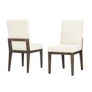 Dovetail Aged Grey White Fabric Upholstered Side Chair (Set of 2)