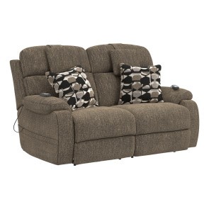 Oasis Fossil Power Reclining Loveseat w/ Power Headrests, CR3 Heat and Massage