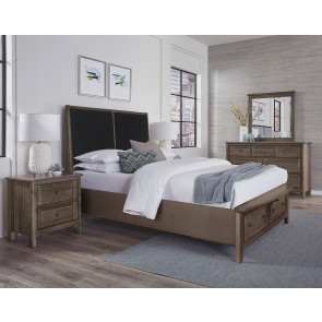 Woodbridge Dark Cashmere Black Upholstered Storage Bedroom Set