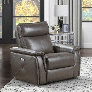 Maroni Power Recliner w/ Power Headrest (Dark Brown)