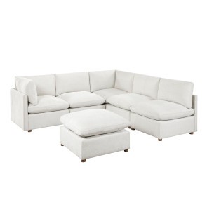 Annex 6-Piece Modular Right Armless Chair Sectional w/ Ottoman