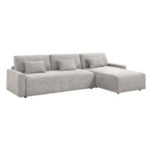 Cumulus Gray Convertible Queen Sleeper Sectional w/ Right Side Chaise and Charging Ports