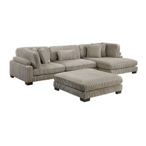 Traverse Taupe 4-Piece Modular Sectional w/ Reversible Chaise and Ottoman