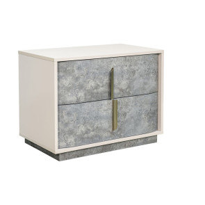 Pavira Stone 2 Drawer Nightstand w/ LED Lighting