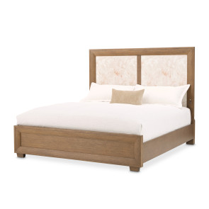 Portrait Sienna Brown Panel Bed w/ LED Lights