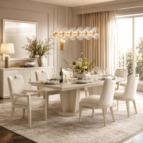 Portrait Alabaster White Wide Rectangular Dining Room Set
