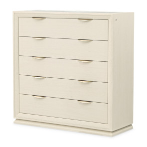 Portrait Alabaster White 5 Drawer Chest w/ LED Lights