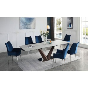 Extravaganza 9188 Dining Set w/ 1218 Navy Blue Chairs