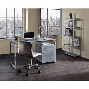 Jurgen Home Office Set (Faux Concrete/ Silver)