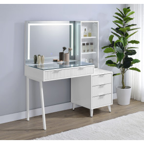 Souza White Makeup Vanity w/ LED Mirror