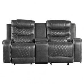 Putnam Reclining Loveseat w/ Console (Gray)