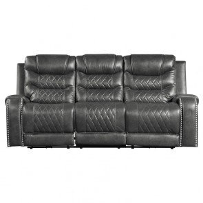 Putnam Reclining Sofa w/ Drop-Down Table (Gray)