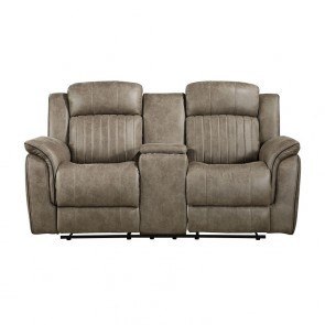 Centeroak Reclining Loveseat w/ Console (Sandy Brown)