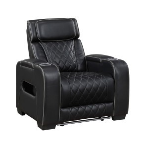 Fairway Black Power Recliner w/ Power Headrest and LED Lighting