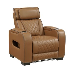 Fairway Brown Power Recliner w/ Power Headrest and LED Lighting