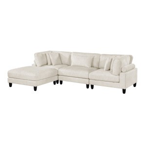 Robstown Beige 4-Piece Modular Sectional w/ Ottoman