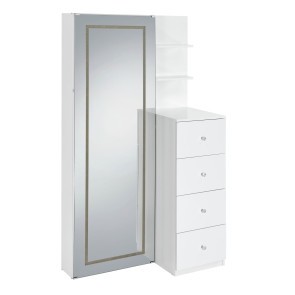Vancouver White Floor Mirror With Storage