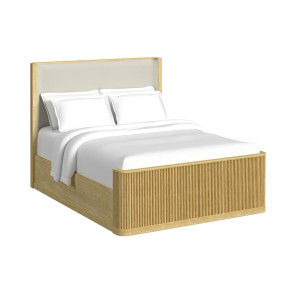 Sylvie Natural Upholstered Panel Bed