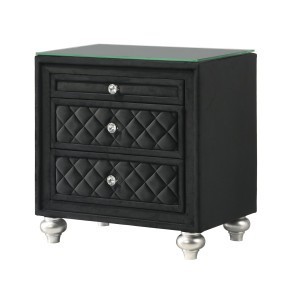 Cameo Black Tufted Nightstand