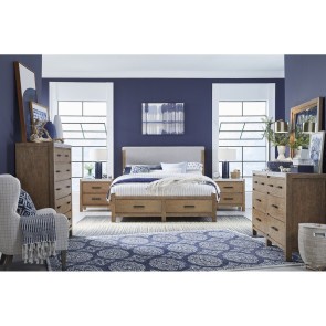 Plum Creek Sierra Brown Upholstered Storage Bedroom Set