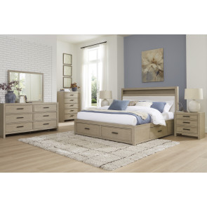 Calmoro Gray Wash Bookcase Bedroom Set