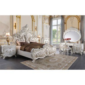 Gorgeous 6 PCS Wood Panel Bedroom Set Including EK Sized Bed, Queen