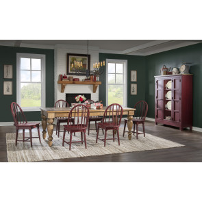 Vintage Market Barnwood Oak Dining Room Set w/ Spiced Apple Windsor Chairs