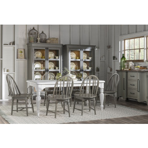 Vintage Market Picket Fence Dining Room Set w/ Northern Moss Windsor Chairs