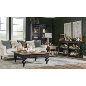 Vintage Market Kettle Black and Barnwood Oak Occasional Table Set