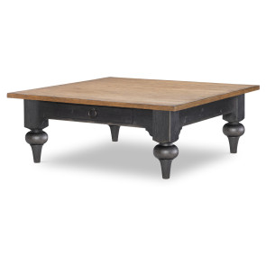 Vintage Market Kettle Black and Barnwood Oak Square Cocktail Table