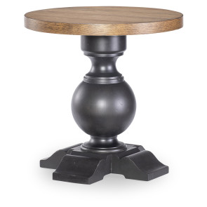 Vintage Market Kettle Black and Barnwood Oak Urn Base End Table