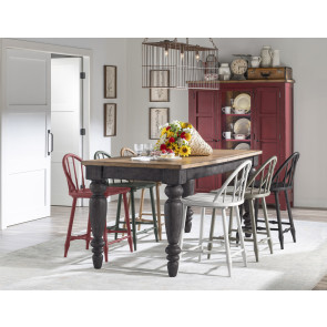 Vintage Market Kettle Black and Barnwood Oak Counter Height Dining Room Set w/ Windsor Chair Choices