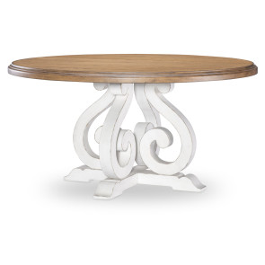 Vintage Market Picket Fence and Barnwood Oak Round Dining Table