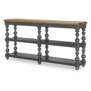 Vintage Market Mallard Green and Barnwood Oak Turned Bobbin Leg Console Table