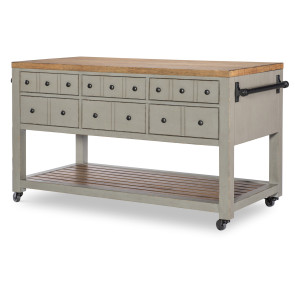 Vintage Market Northern Moss and Barnwood Oak Kitchen Island