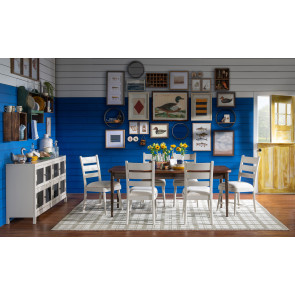 Lake House Pinecone and Dried Tobacco Dining Room Set w/ Sailcloth Ladder Back Chairs