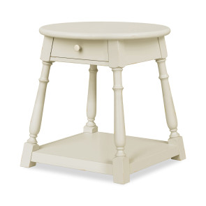 Lake House Sailcloth Round End Table w/ Drawer
