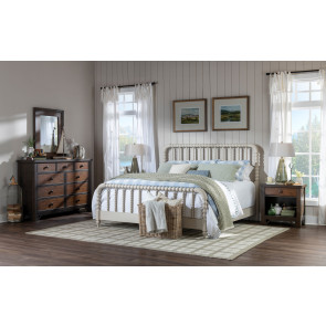 Lake House Sailcloth Jenny Lind Bedroom Set w/ Pinecone and Dried Tobacco Casegoods