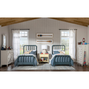 Lake House Sea Glass Youth Jenny Lind Bedroom Set w/ Sailcloth Casegoods