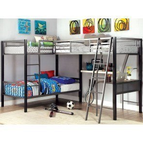Ballarat L-Shaped Triple Twin Bunk Bed w/ Desk