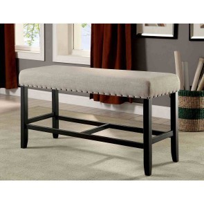 Sania Antique Black Counter Height Beige Bench