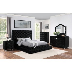 Stefania Black Upholstered Bedroom Set