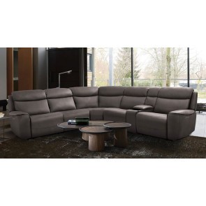 Edmondus 6-Piece Power Reclining Sectional w/ Wireless Charging (Dark Gray)