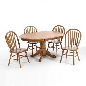 Classic Oak Round Dining Room Set (Chestnut)