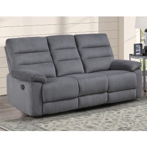 Cozy Gray Manual Reclining Sofa