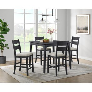 Garcia Black 5-Piece Counter Height Dining Set