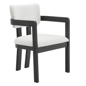 Portland Snow White Fabric Arm Chair (Black) (Set of 2)