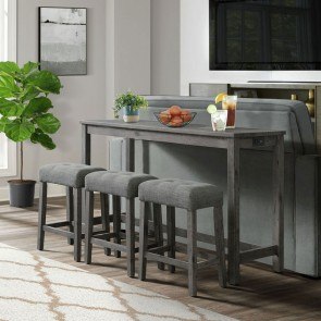 Oak Lawn Bar Table w/ Three Stools (Charcoal Grey)