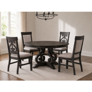 Bellamy Round Dining Room Set w/ Upholstered Chairs